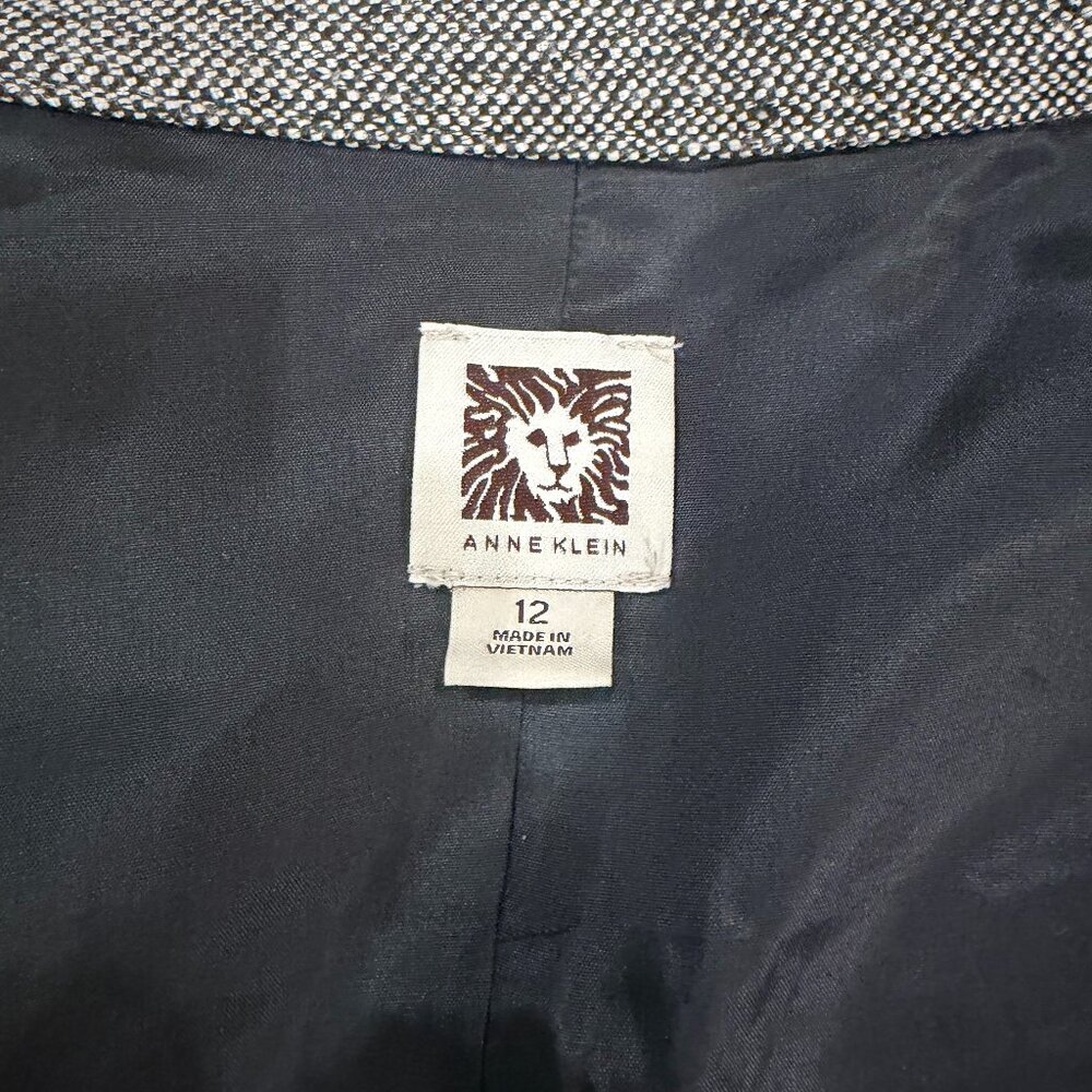 WMN 12 Anne Klein Tweed Lined Jacket Blazer Button Front Black/Gray nwot - Picture 5 of 13